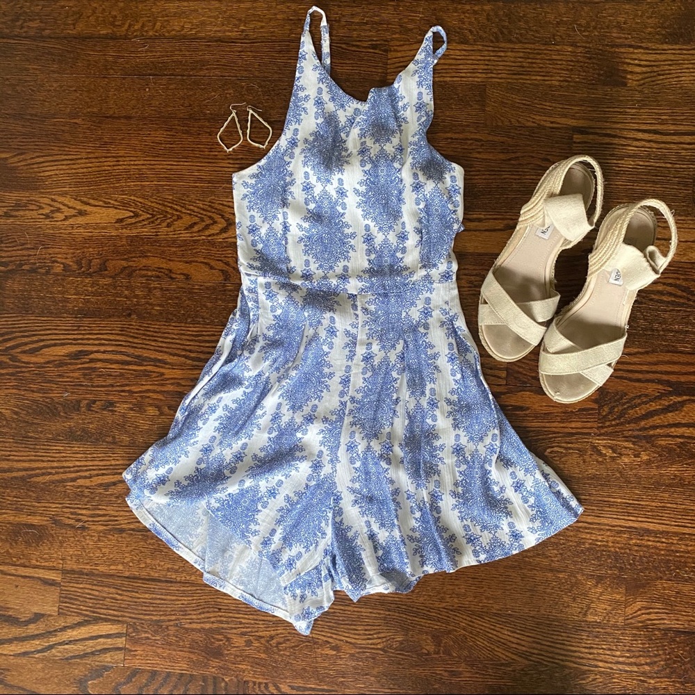 White and blue romper